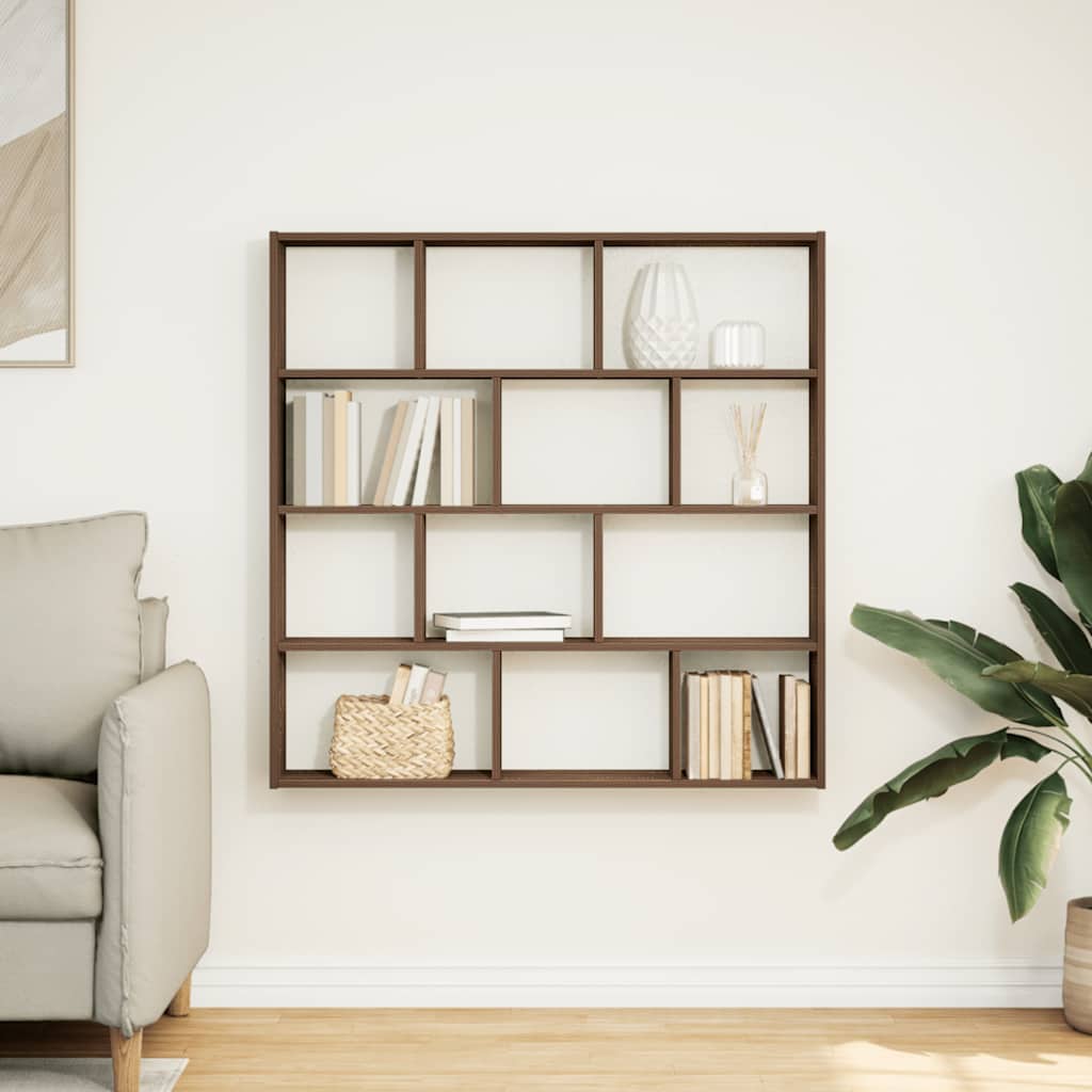 Étagère cube murale 12 compartiments chêne marron - XIOS