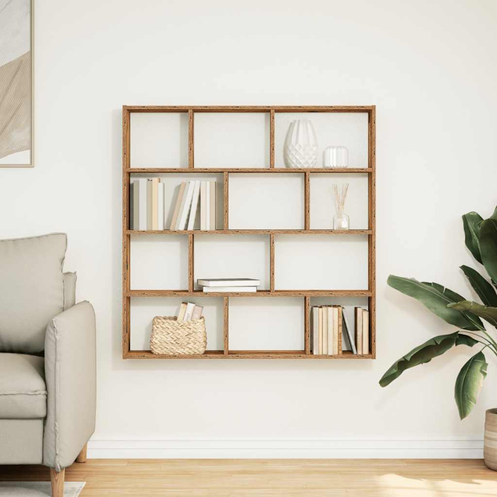 Étagère cube murale 12 compartiments vieux bois bois ingénierie - XIOS