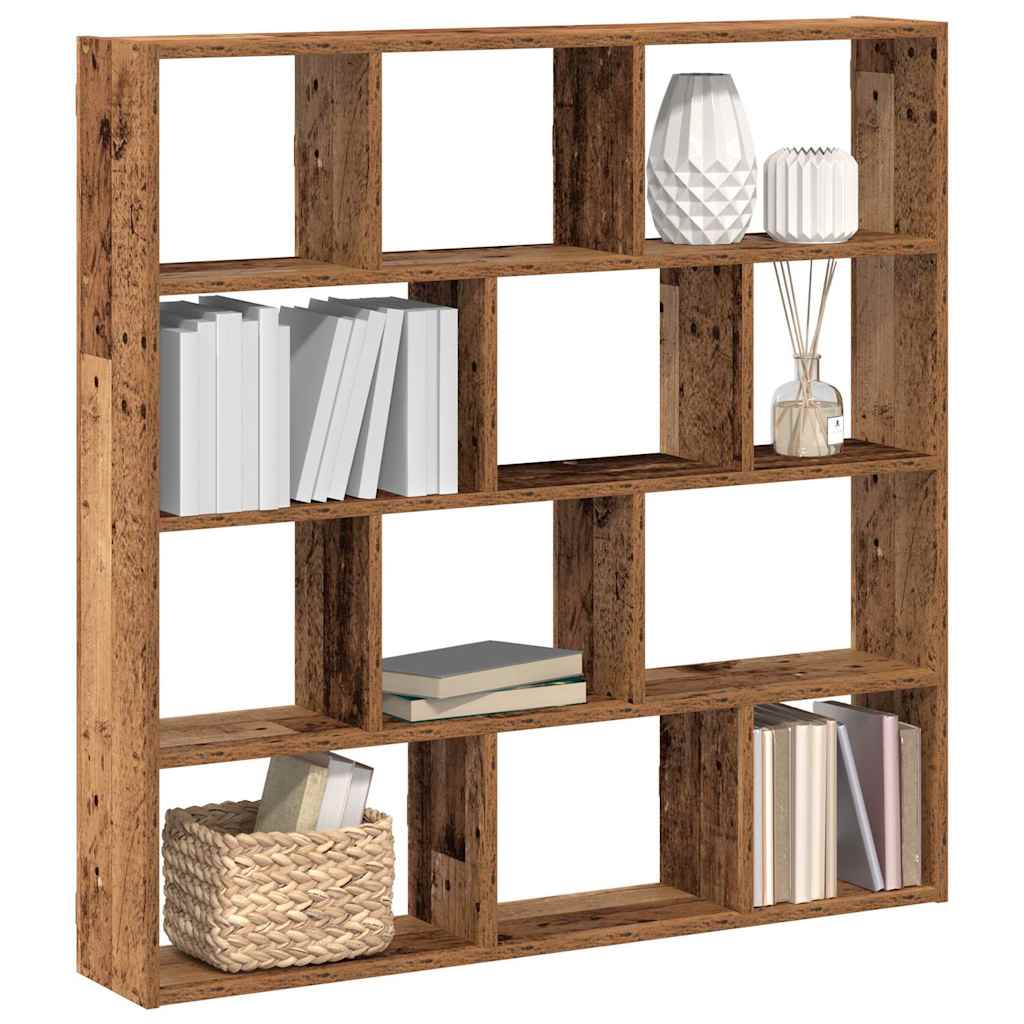 Étagère cube murale 12 compartiments vieux bois bois ingénierie - XIOS