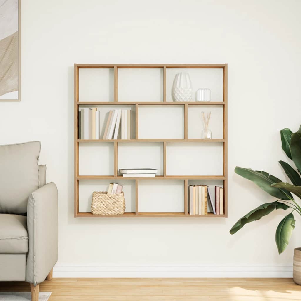 Étagère cube murale 12 compartiments chêne artisanal - XIOS