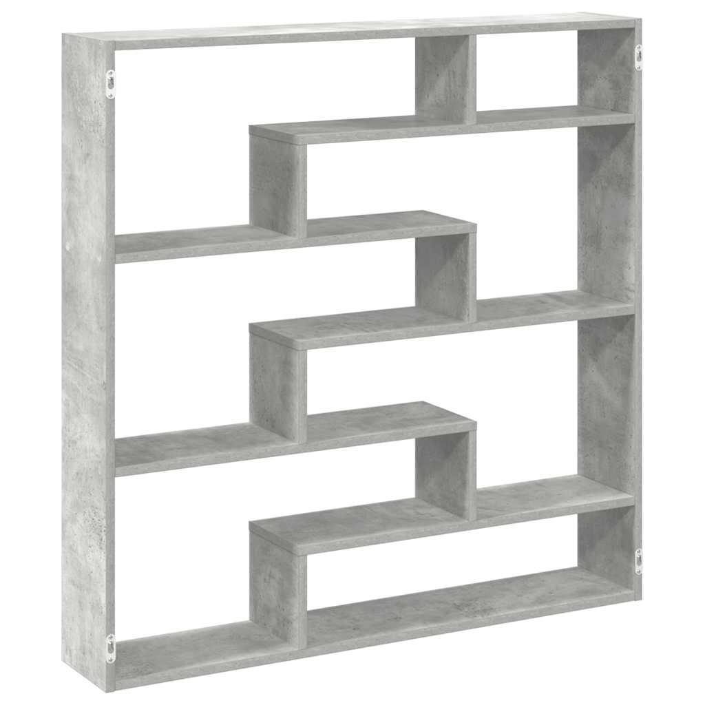 Étagère cube murale 7 compartiments gris béton bois ingénierie - XIOS