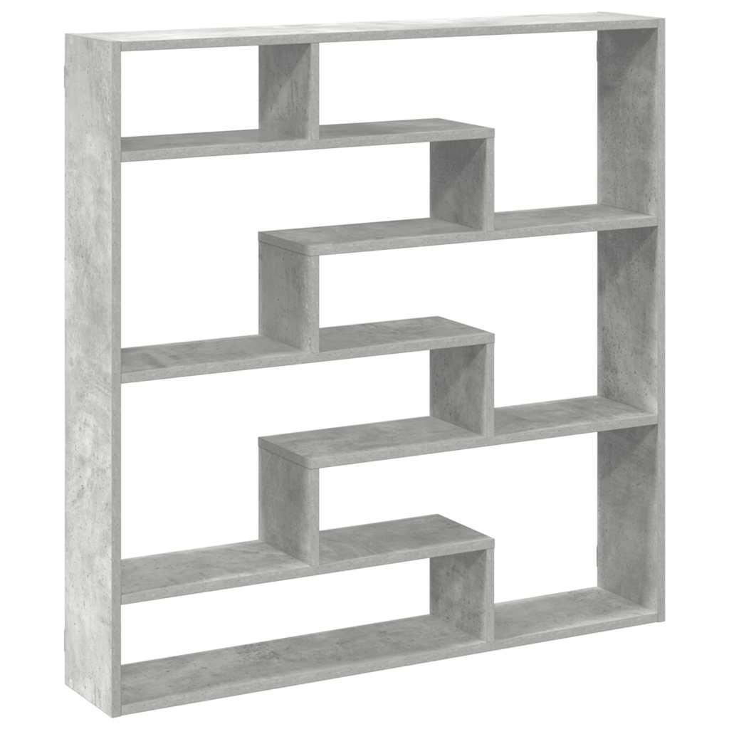 Étagère cube murale 7 compartiments gris béton bois ingénierie - XIOS