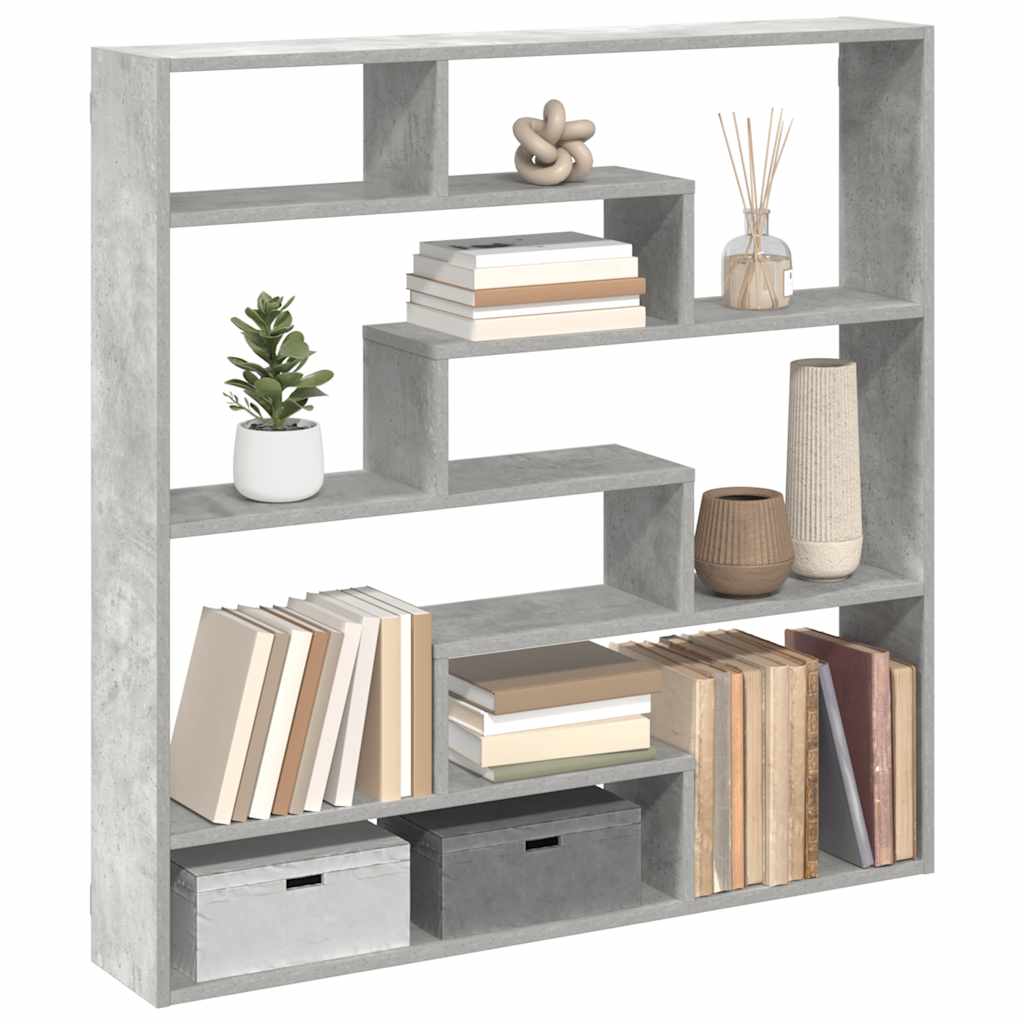 Étagère cube murale 7 compartiments gris béton bois ingénierie - XIOS