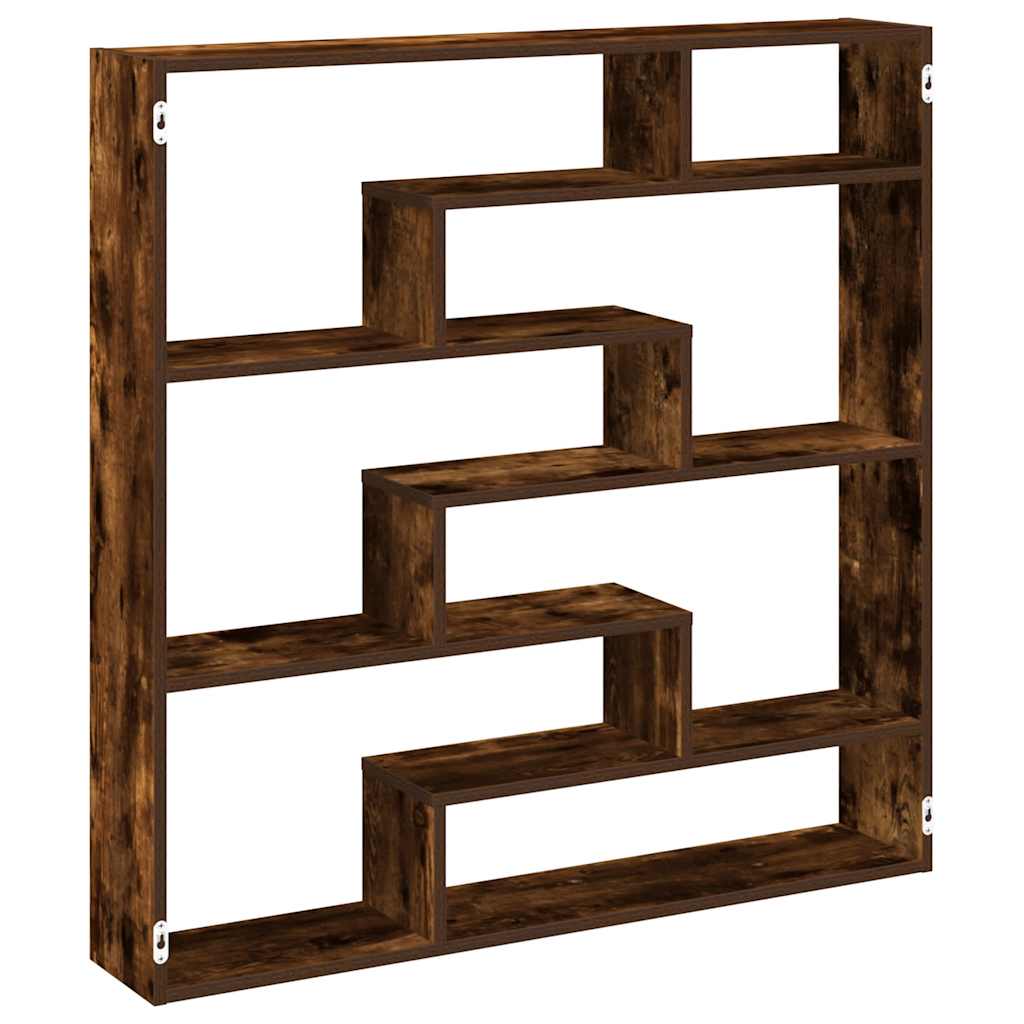 Étagère cube murale 7 compartiments chêne fumé bois ingénierie - XIOS