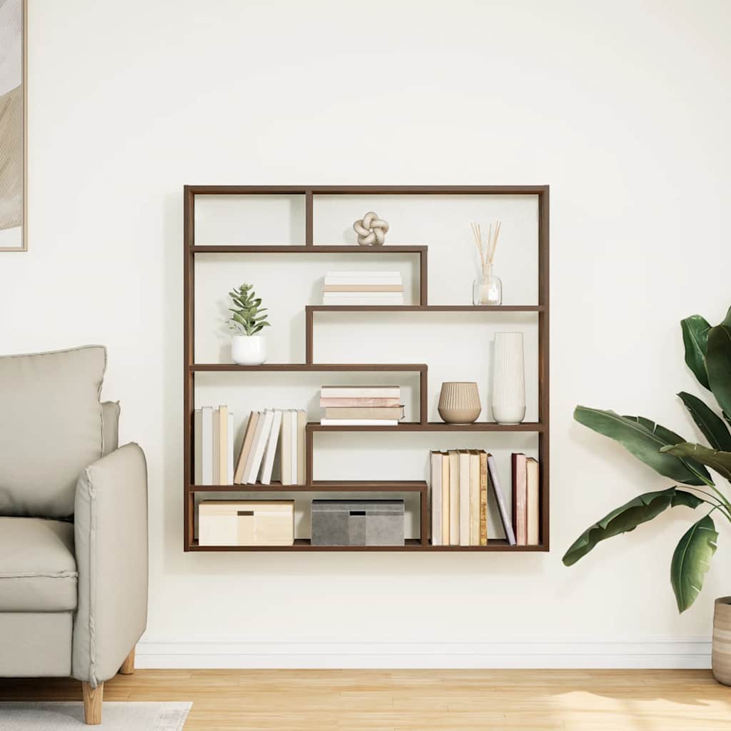 Étagère cube murale 7 compartiments chêne fumé bois ingénierie - XIOS