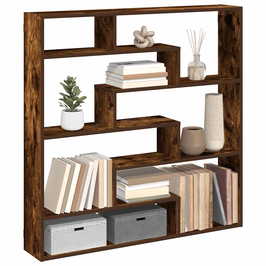 Étagère cube murale 7 compartiments chêne fumé bois ingénierie - XIOS