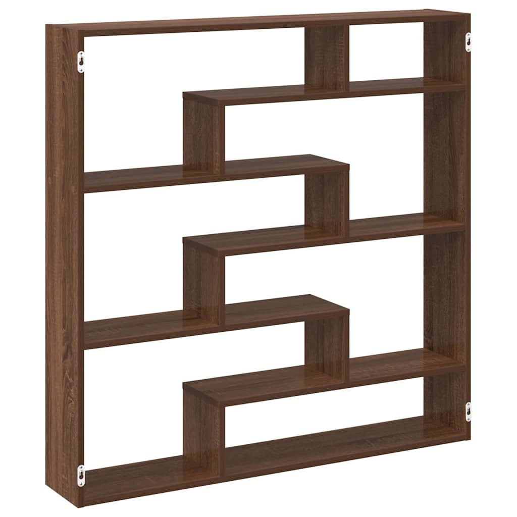 Étagère cube murale 7 compartiments chêne marron - XIOS