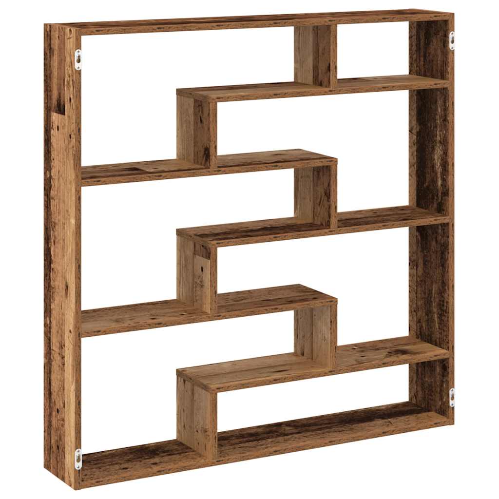 Étagère cube murale 7 compartiments vieux bois bois ingénierie - XIOS