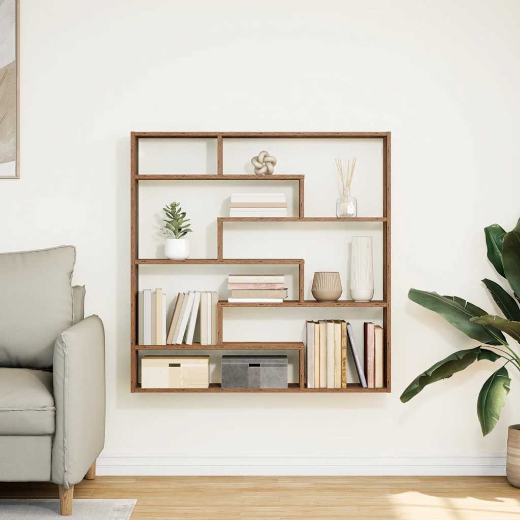 Étagère cube murale 7 compartiments vieux bois bois ingénierie - XIOS