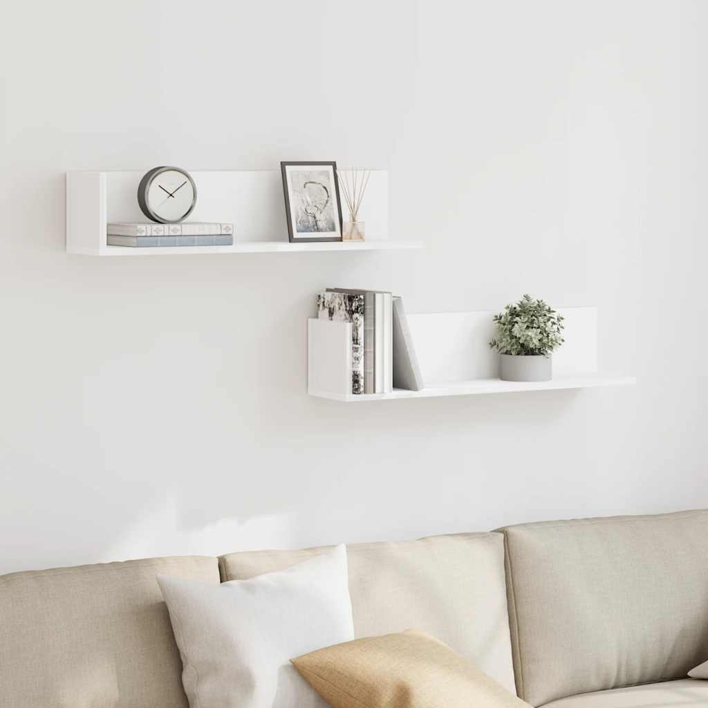 Étagères murales 2 pcs blanc 75x16,5x16,5 cm bois d'ingénierie - XIOS