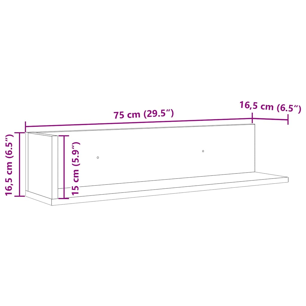 Étagères murales 2 pcs chêne sonoma 75x16,5x16,5 cm - XIOS