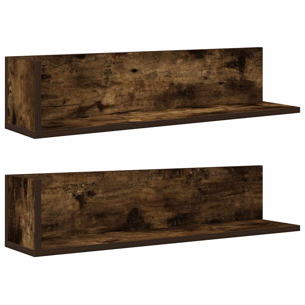 Étagères murales 2 pcs chêne fumé 75x16,5x16,5 cm - XIOS