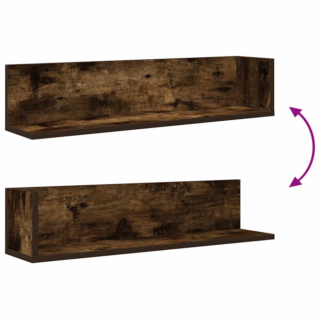 Étagères murales 2 pcs chêne fumé 75x16,5x16,5 cm - XIOS