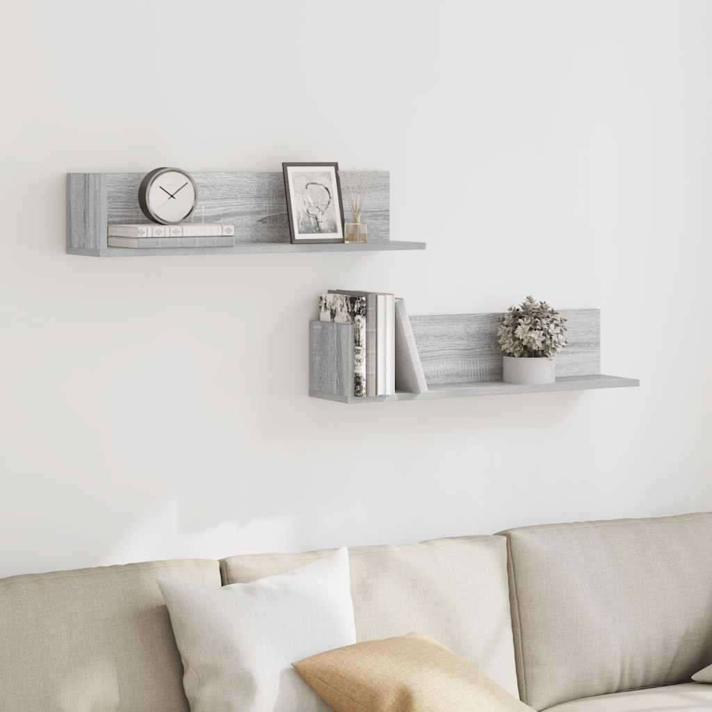 Étagères murales 2 pcs sonoma gris 75x16,5x16,5 cm - XIOS