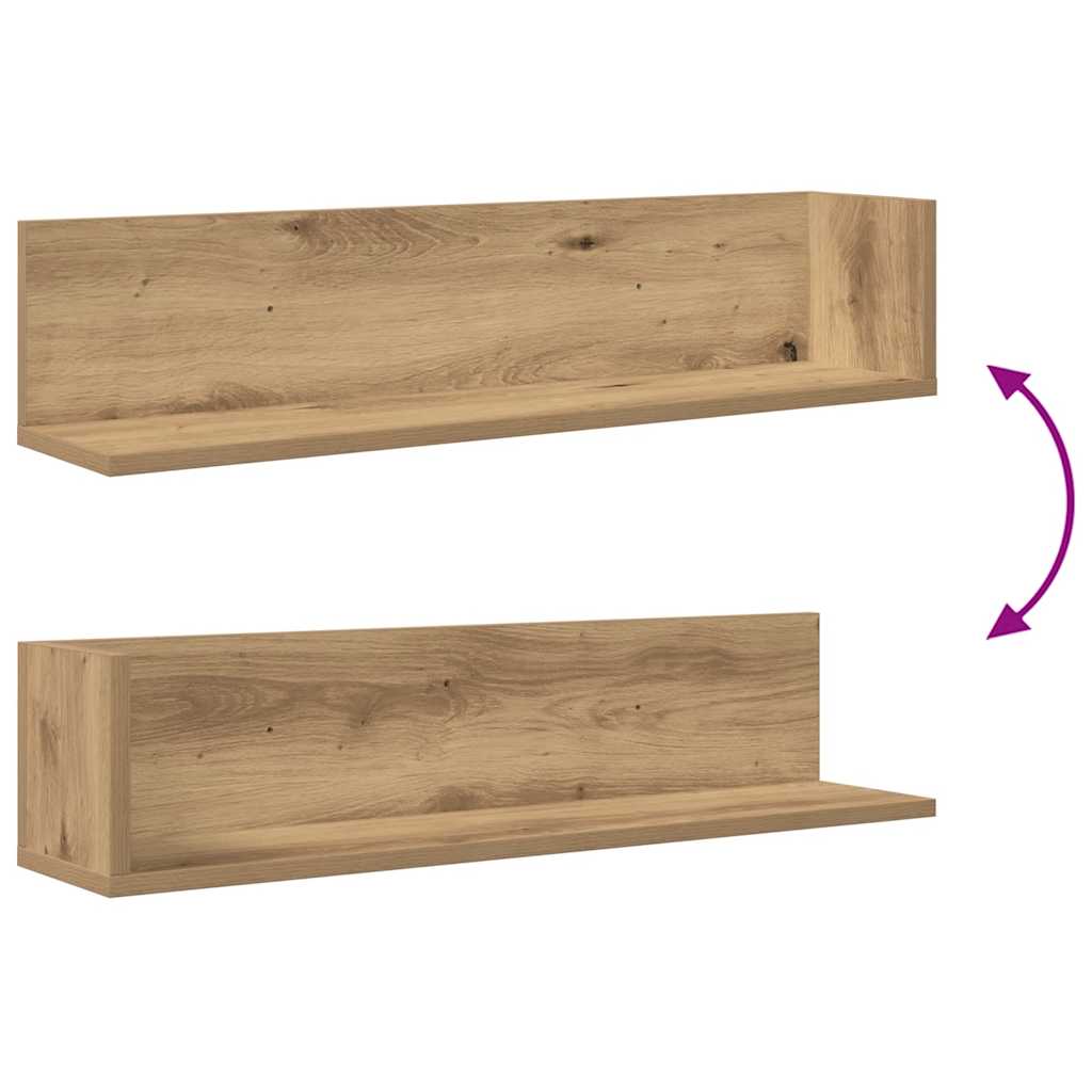 Étagères murales 2 pcs chêne artisanal 75x16,5x16,5 cm - XIOS