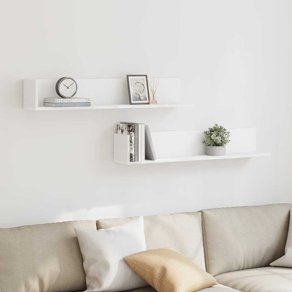 Étagères murales 2 pcs blanc 100x16,5x16,5 cm bois d'ingénierie - XIOS