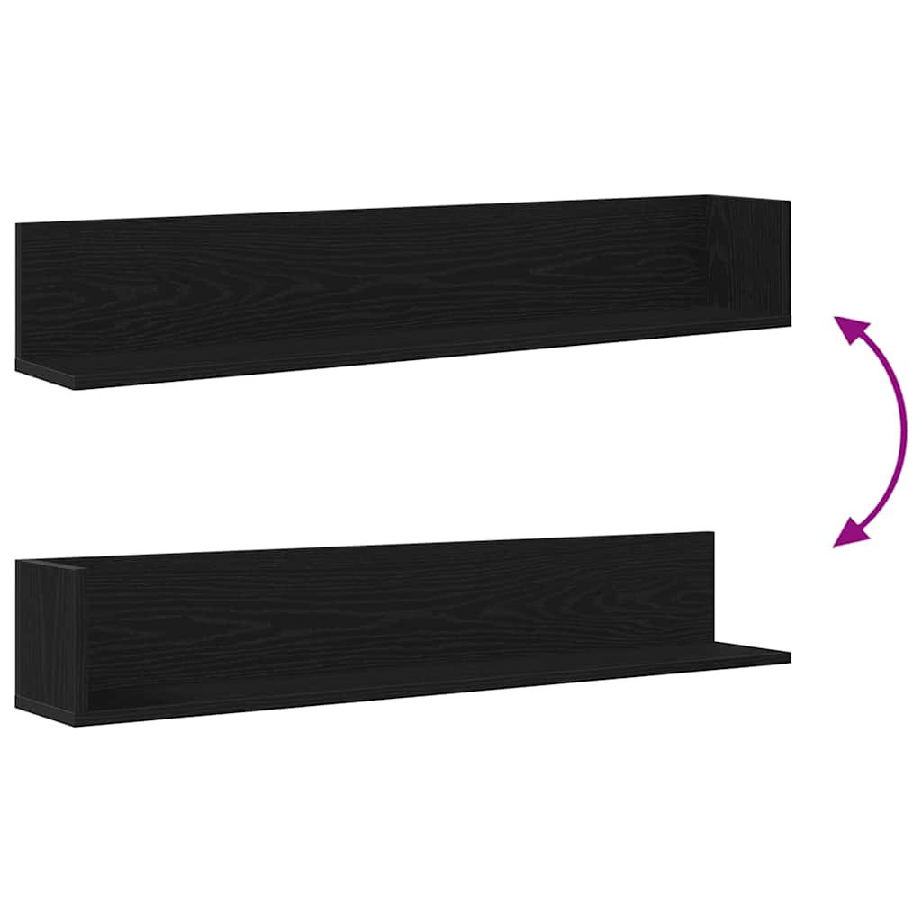 Étagères murales 2 pcs noir 100x16,5x16,5 cm bois d'ingénierie - XIOS