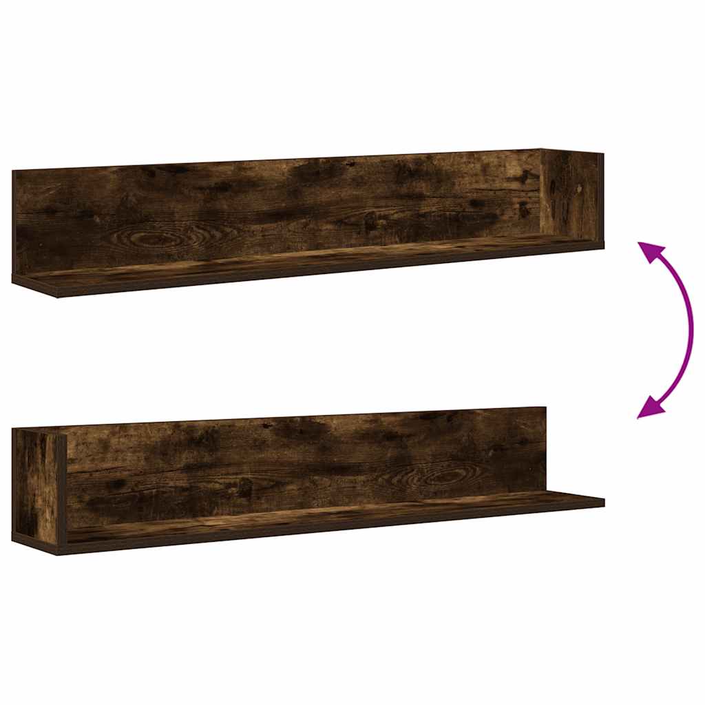 Étagères murales 2 pcs chêne fumé 100x16,5x16,5 cm - XIOS