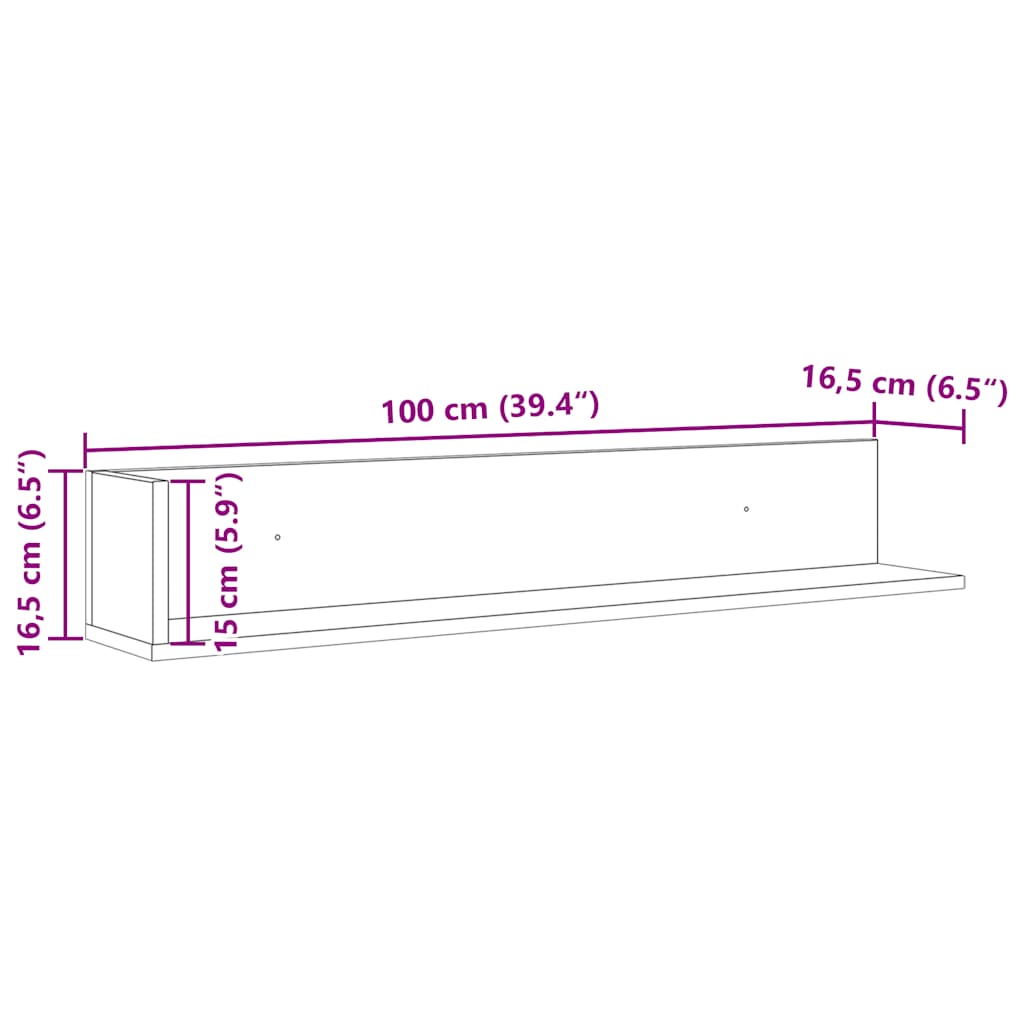 Étagères murales 2 pcs chêne fumé 100x16,5x16,5 cm - XIOS
