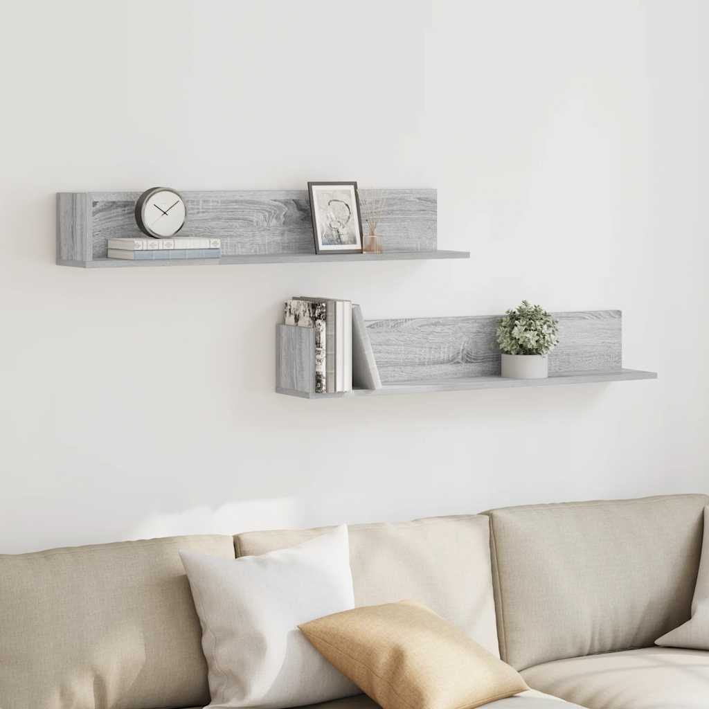 Étagères murales 2 pcs sonoma gris 100x16,5x16,5 cm - XIOS