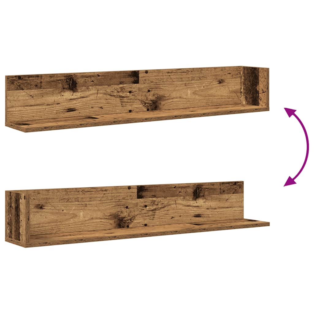 Étagères murales 2 pcs vieux bois 100x16,5x16,5 cm - XIOS
