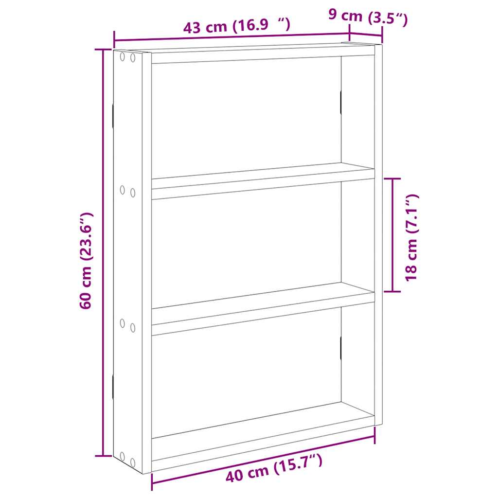 Étagère murale noir 43x9x60 cm bois d'ingénierie - XIOS