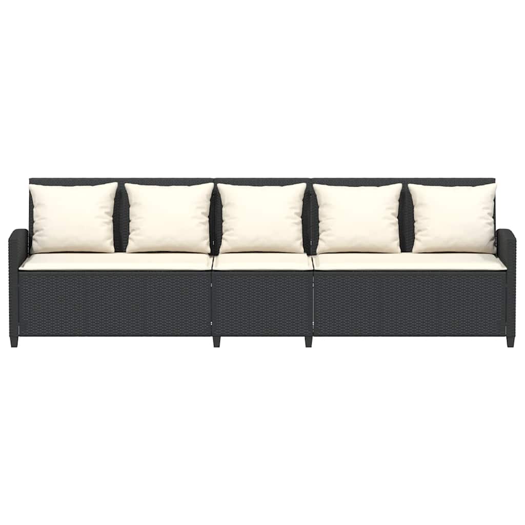 Canapé de jardin avec coussins 5 places noir résine tressée - XIOS