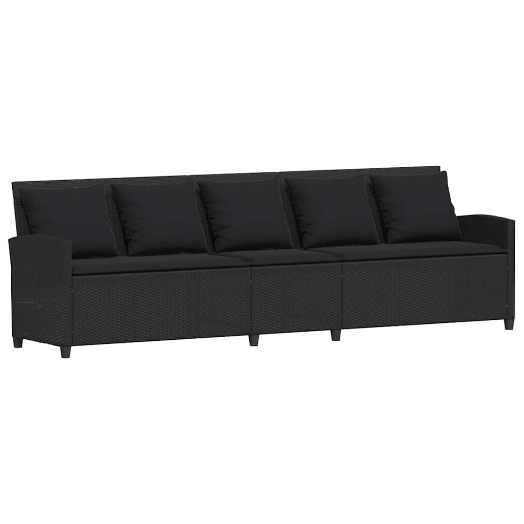 Canapé de jardin avec coussins 5 places noir résine tressée - XIOS