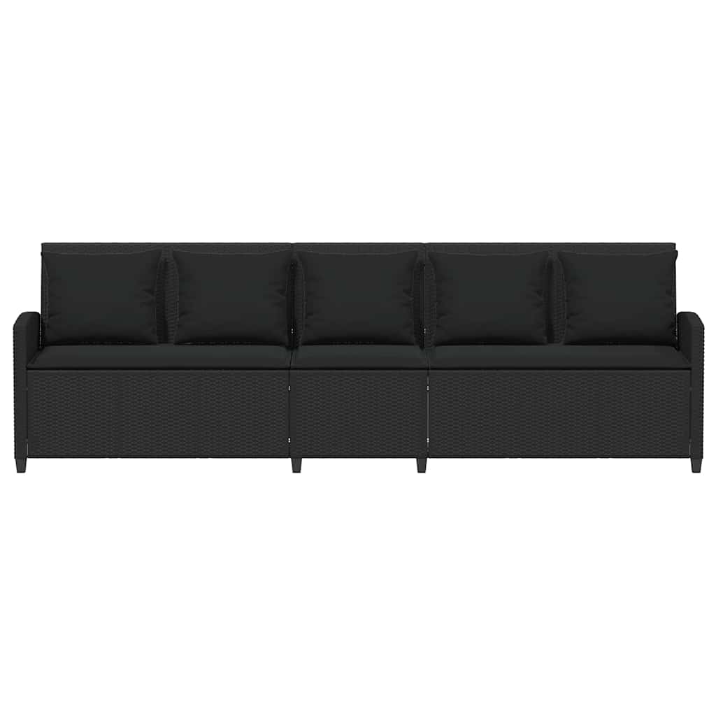 Canapé de jardin avec coussins 5 places noir résine tressée - XIOS