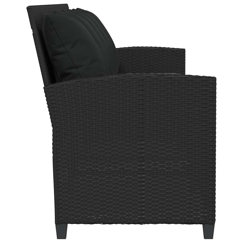 Canapé de jardin avec coussins 5 places noir résine tressée - XIOS