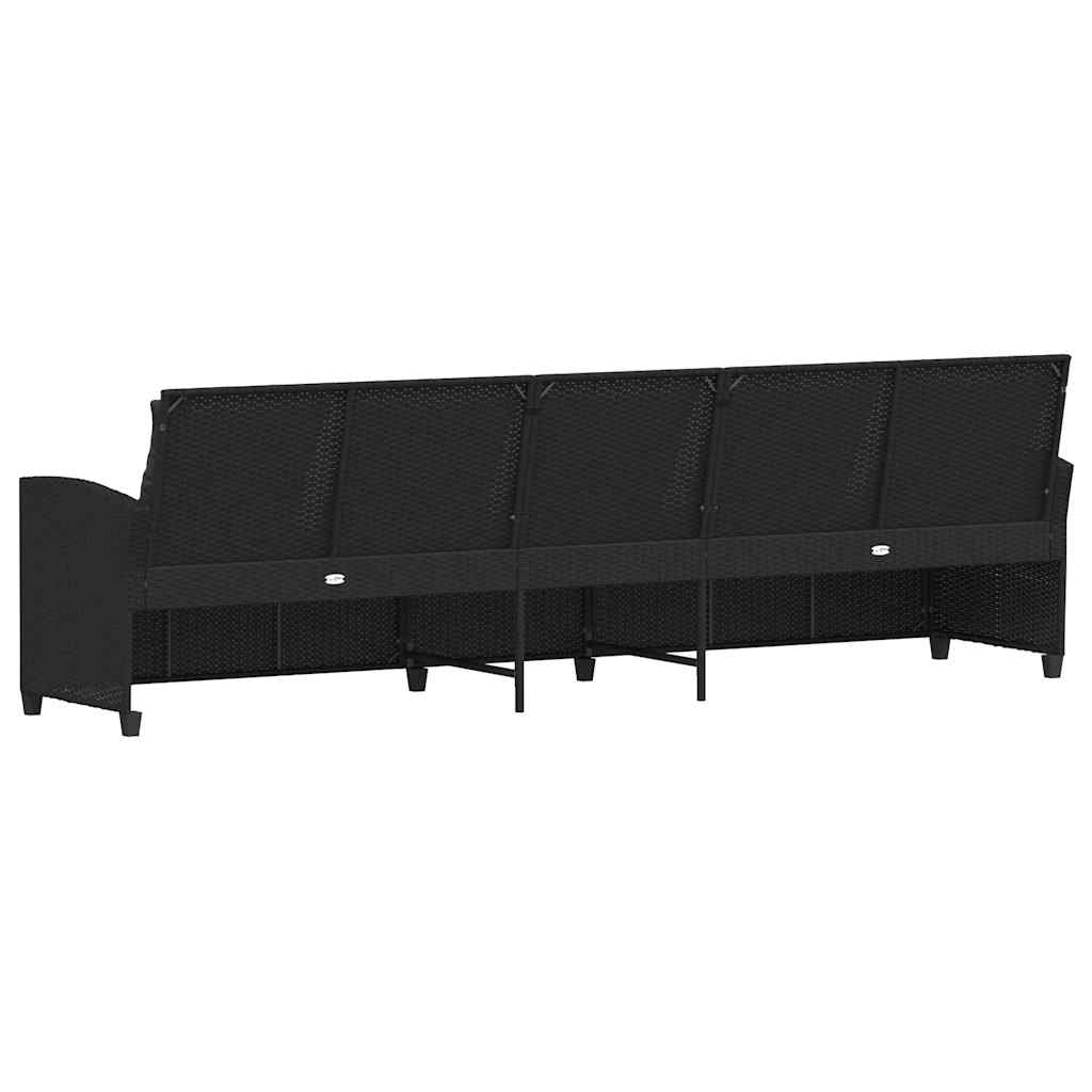 Canapé de jardin avec coussins 5 places noir résine tressée - XIOS