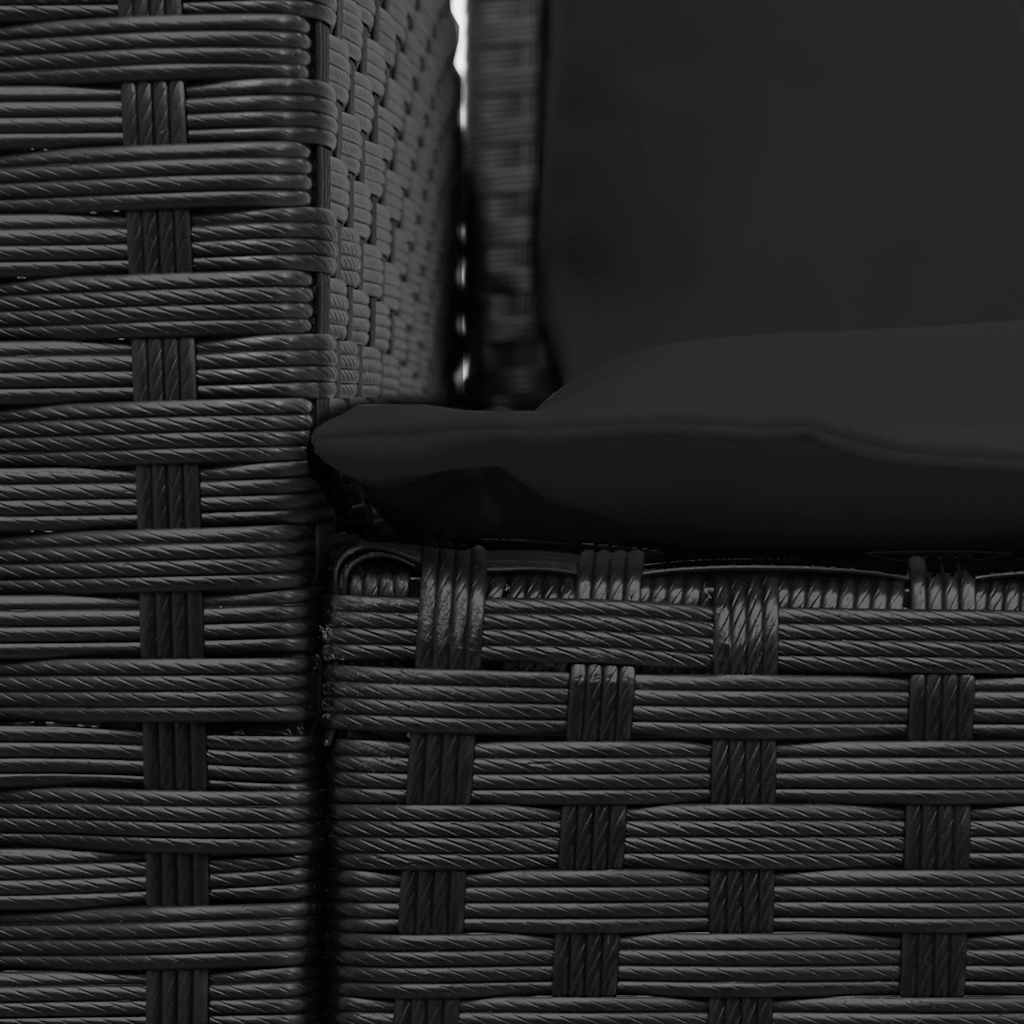 Canapé de jardin avec coussins 5 places noir résine tressée - XIOS