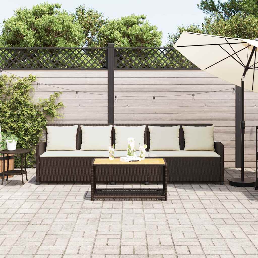 Canapé de jardin avec coussins 5 places brun résine tressée - XIOS