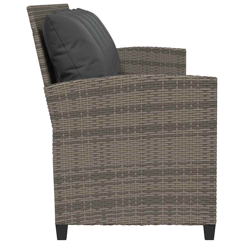 Canapé de jardin avec coussins 5 places gris résine tressée - XIOS