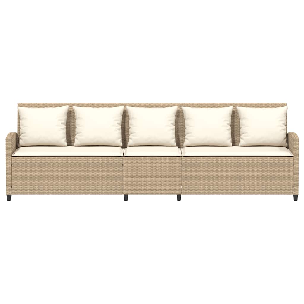 Canapé de jardin avec coussins 5 places beige résine tressée - XIOS