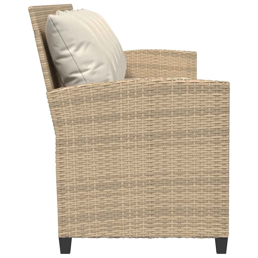 Canapé de jardin avec coussins 5 places beige résine tressée - XIOS