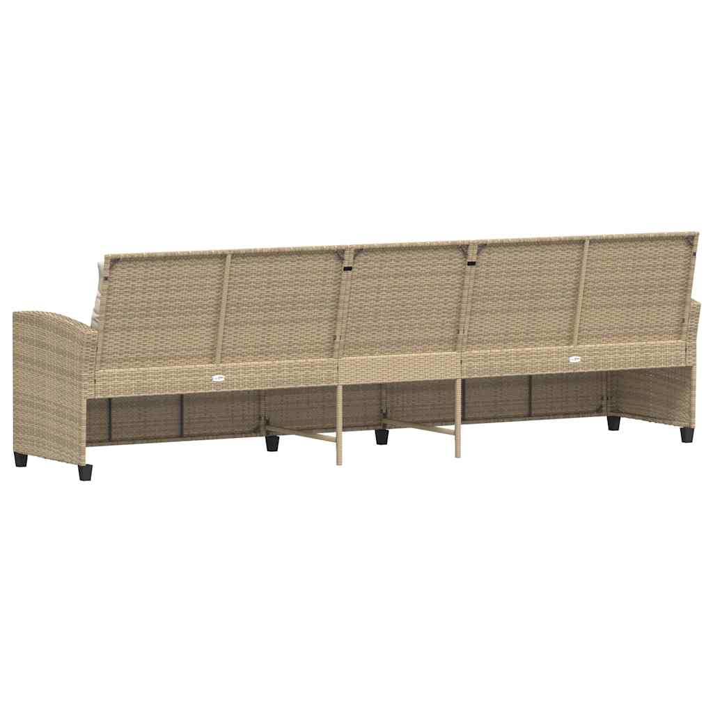 Canapé de jardin avec coussins 5 places beige résine tressée - XIOS