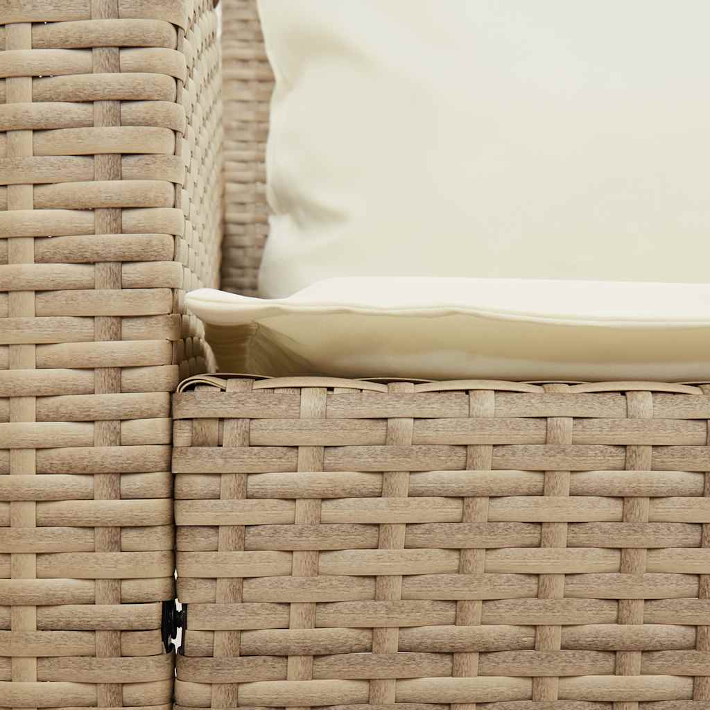 Canapé de jardin avec coussins 5 places beige résine tressée - XIOS