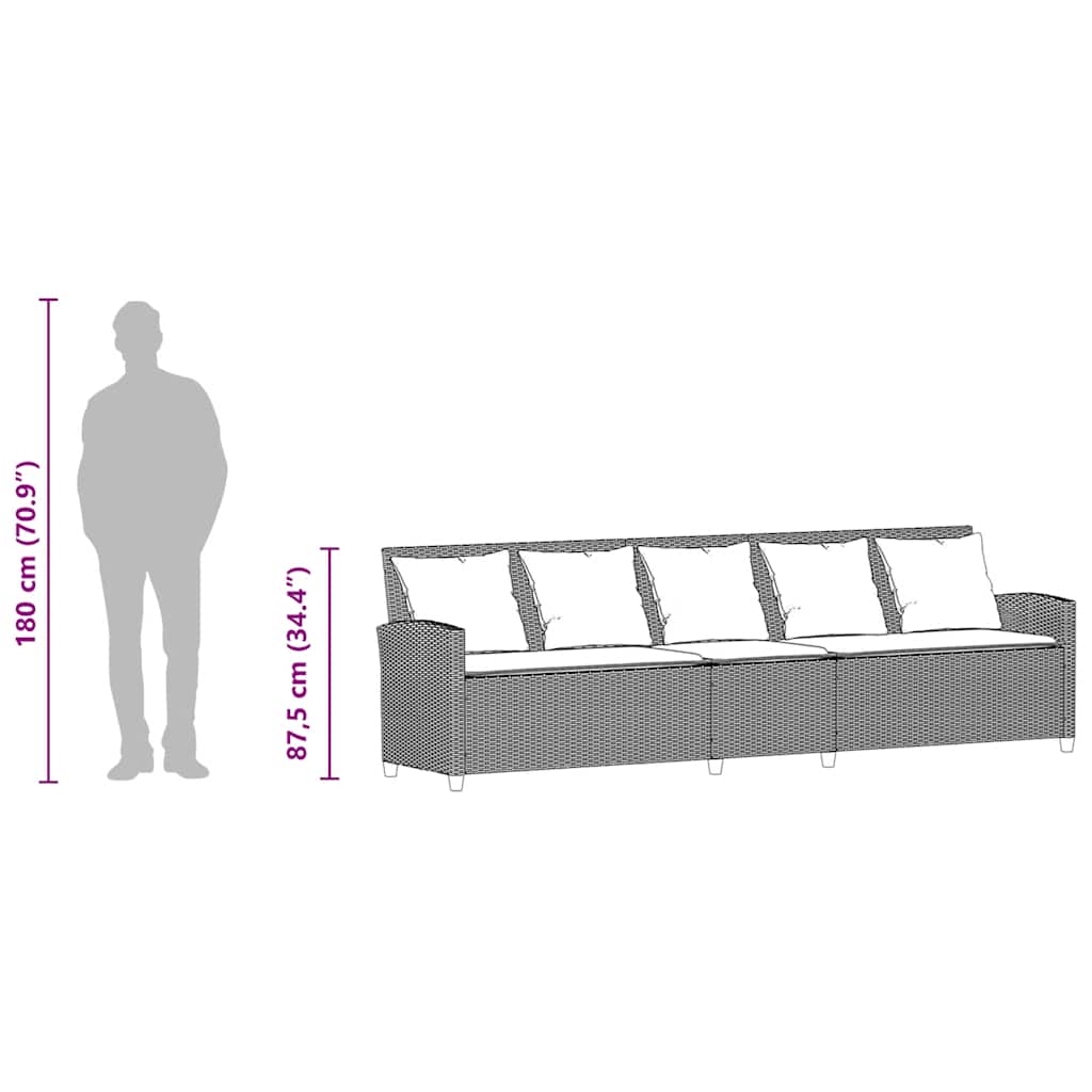 Canapé de jardin avec coussins 5 places beige résine tressée - XIOS