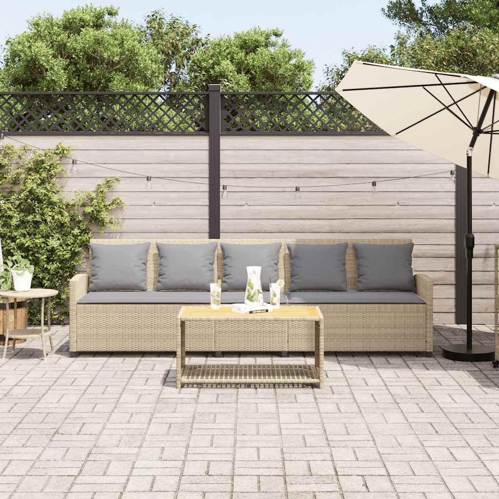 Canapé de jardin avec coussins 5 places beige résine tressée - XIOS