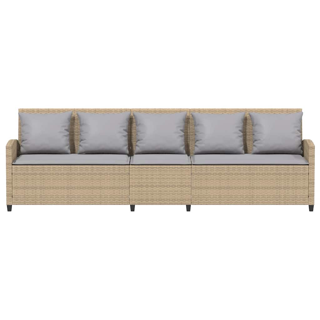 Canapé de jardin avec coussins 5 places beige résine tressée - XIOS