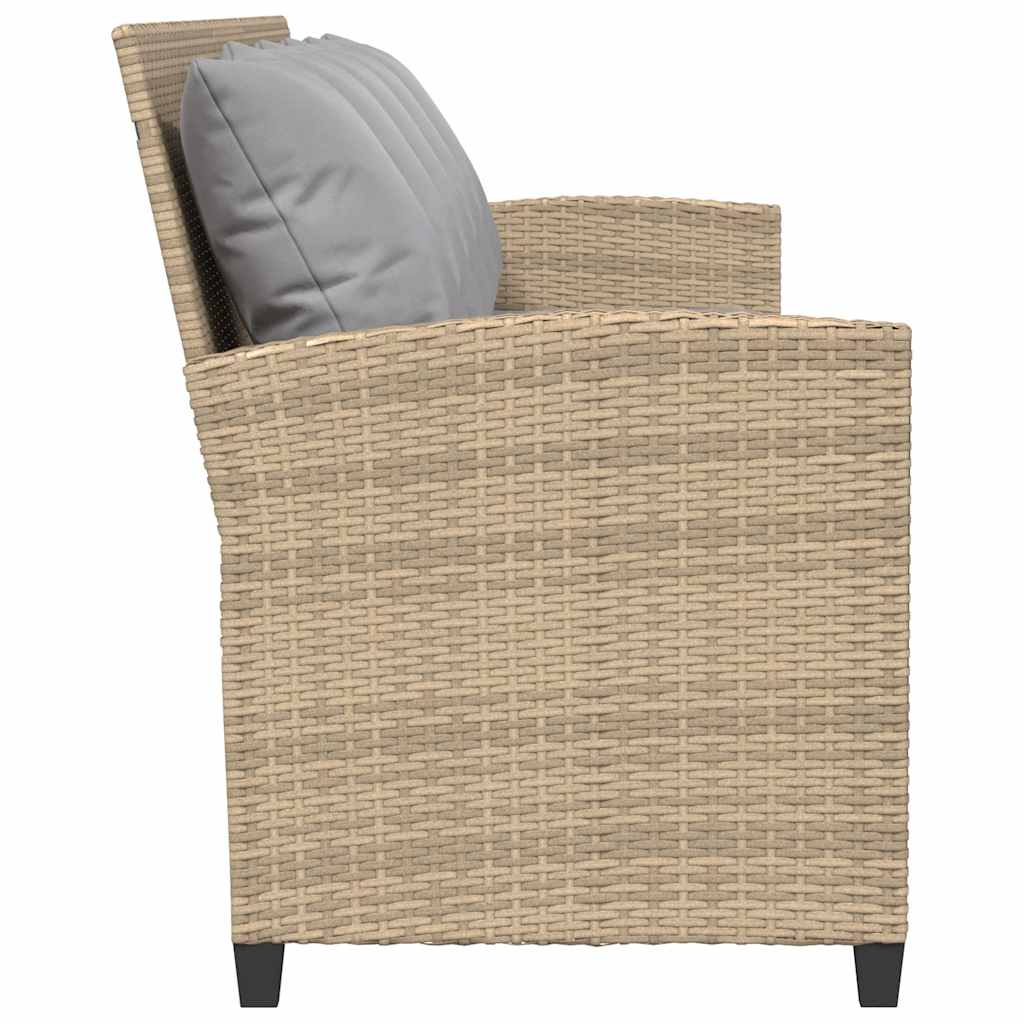 Canapé de jardin avec coussins 5 places beige résine tressée - XIOS
