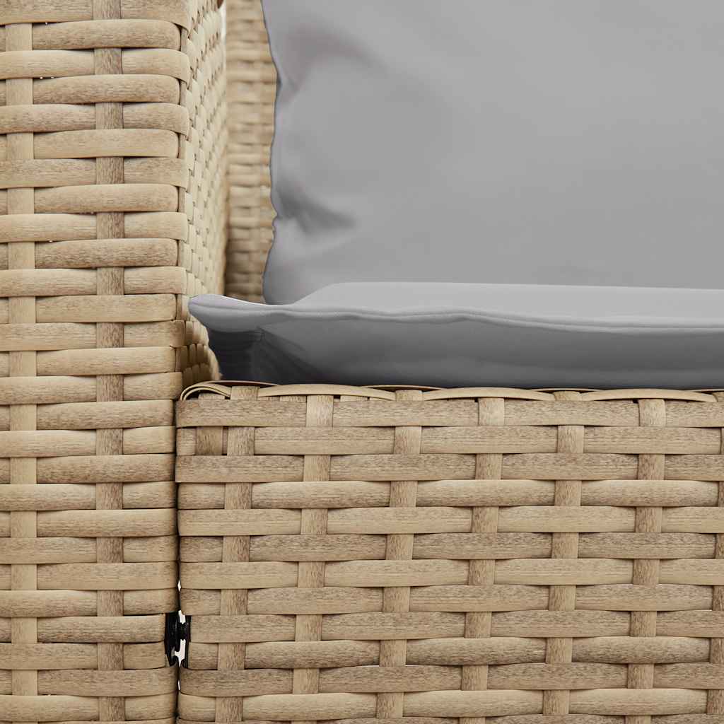 Canapé de jardin avec coussins 5 places beige résine tressée - XIOS