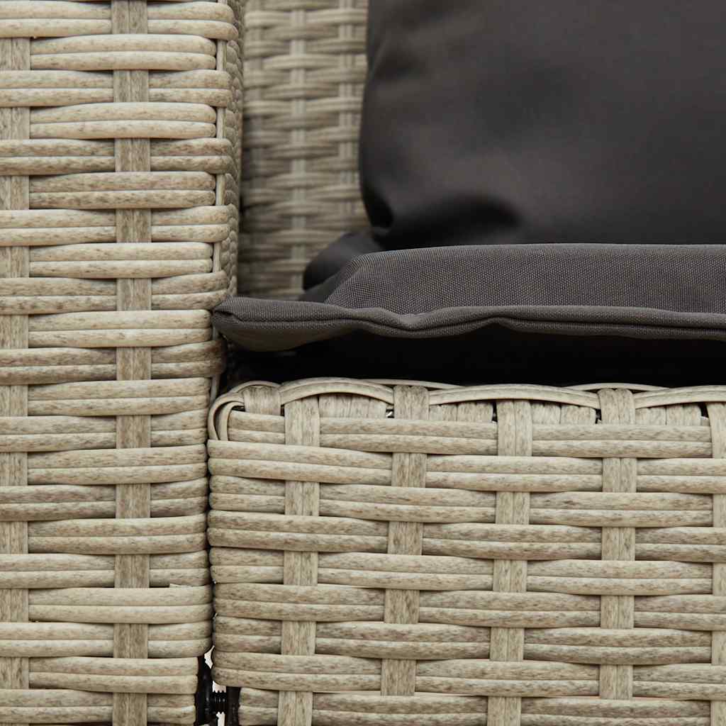 Canapé de jardin et coussins 5 places gris clair résine tressée - XIOS