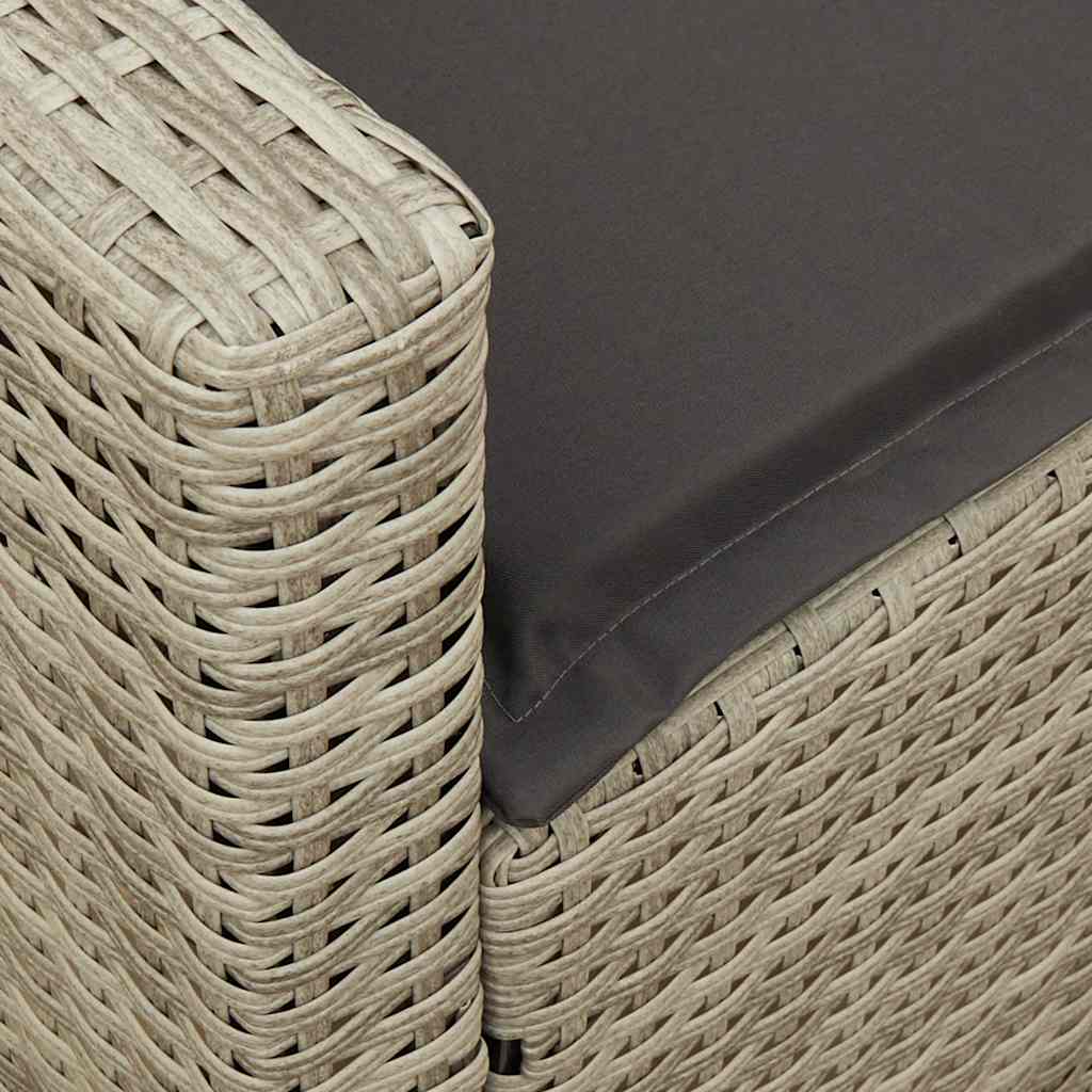 Canapé de jardin et coussins 5 places gris clair résine tressée - XIOS