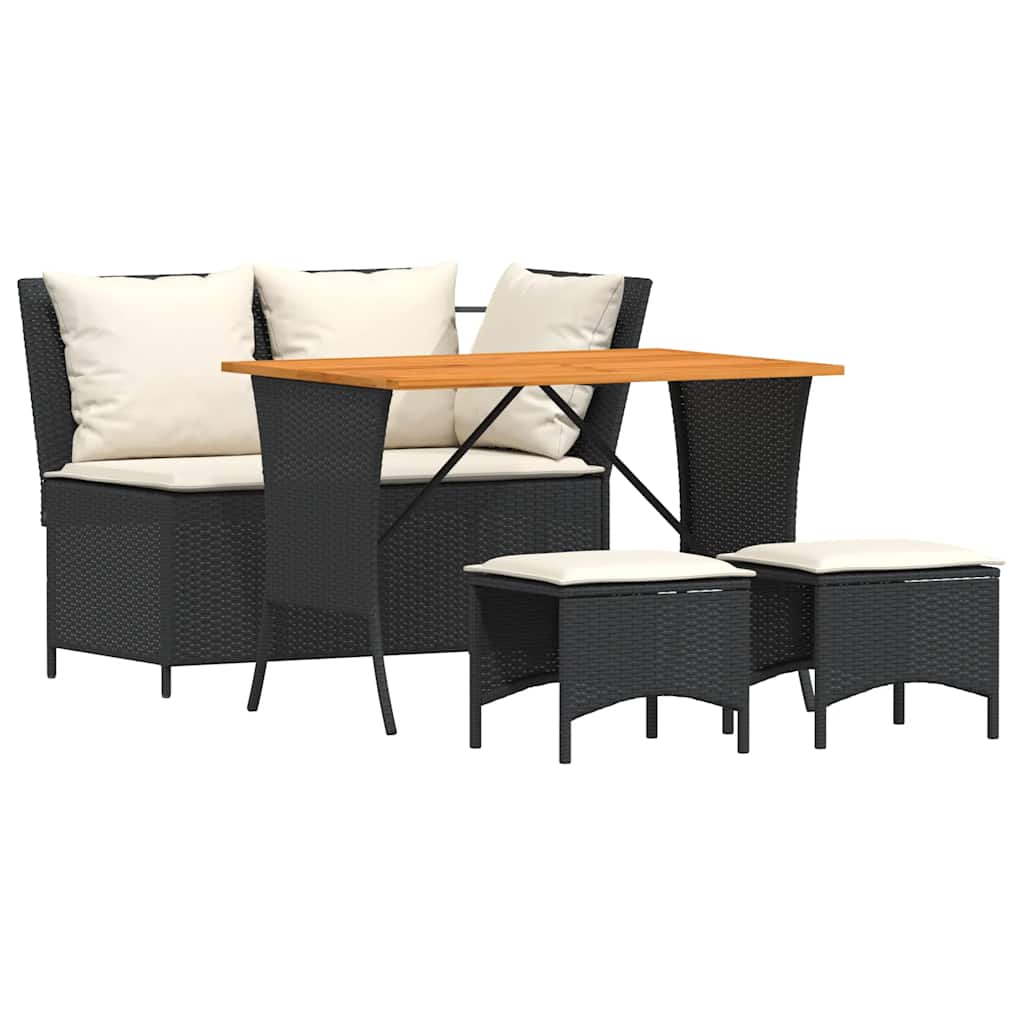 Ensemble à manger de jardin 4 pcs avec coussins noir - XIOS