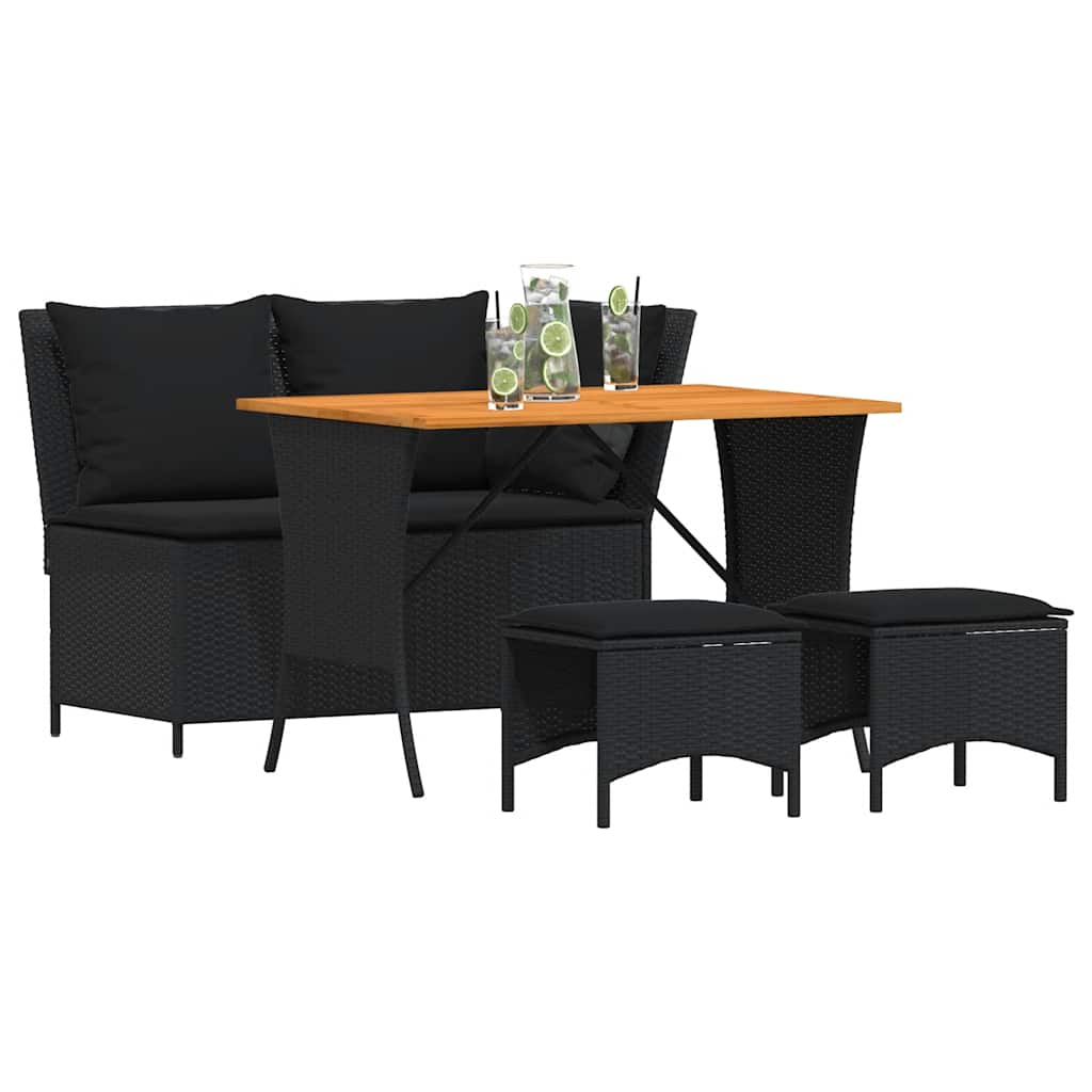 Ensemble à manger de jardin 4 pcs avec coussins noir - XIOS