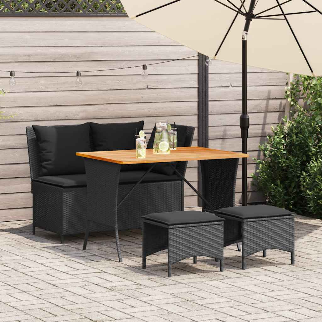 Ensemble à manger de jardin 4 pcs avec coussins noir - XIOS