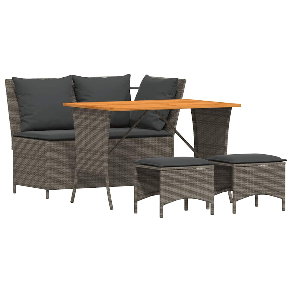 Ensemble à manger jardin 4pcs et coussins Gris Résine tressée - XIOS