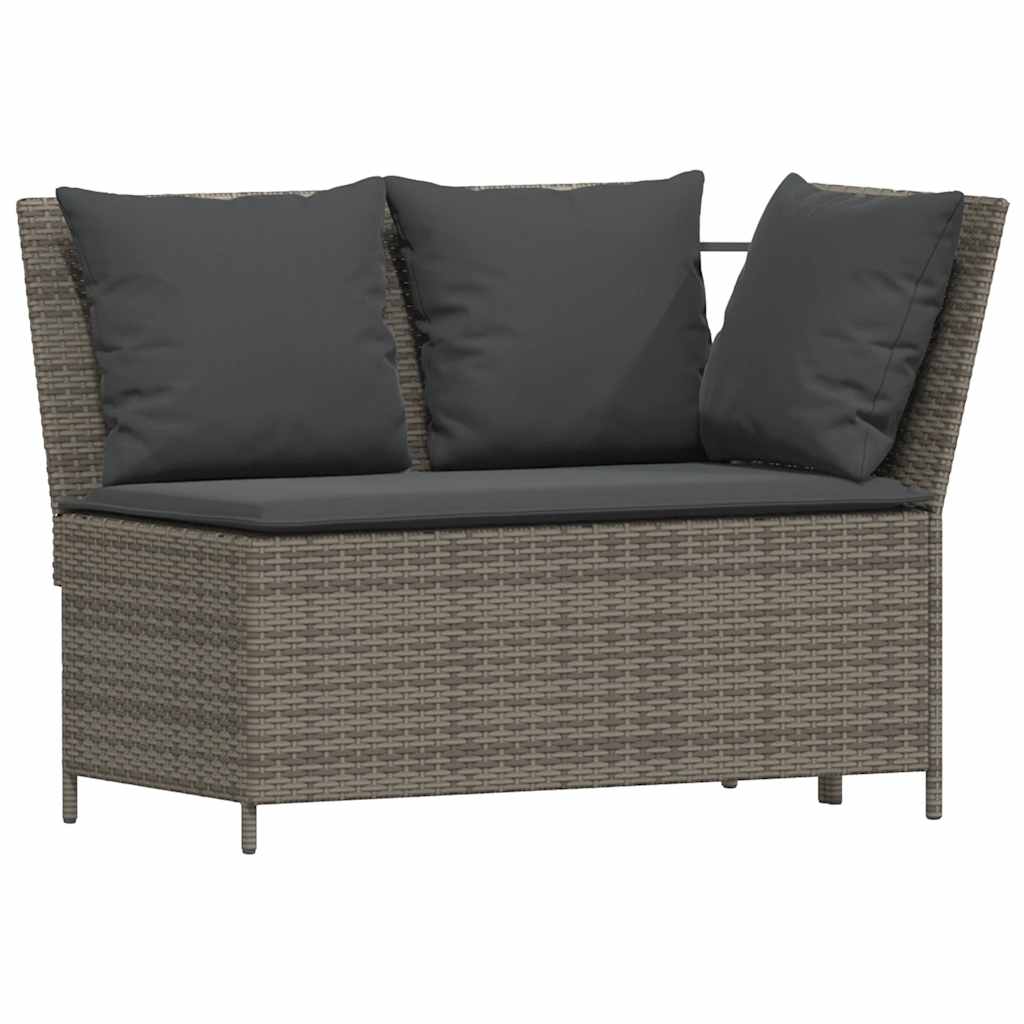 Ensemble à manger jardin 4pcs et coussins Gris Résine tressée - XIOS